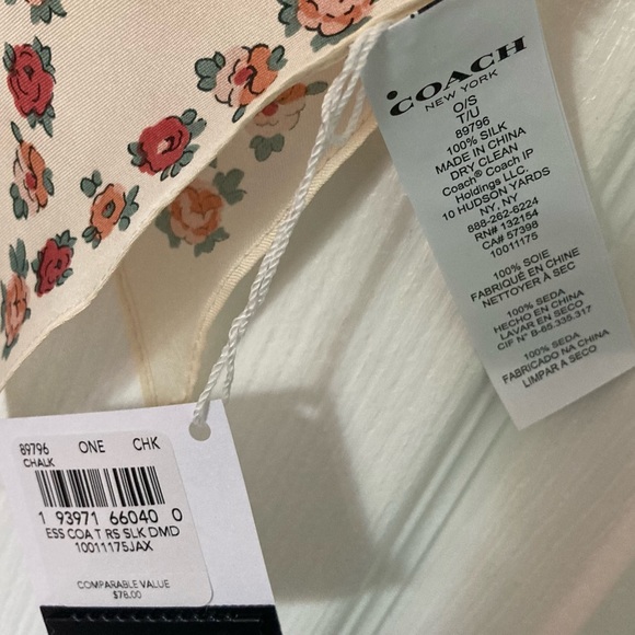 COACH 100% Silk Cream Diamond Scarf - Picture 10 of 10